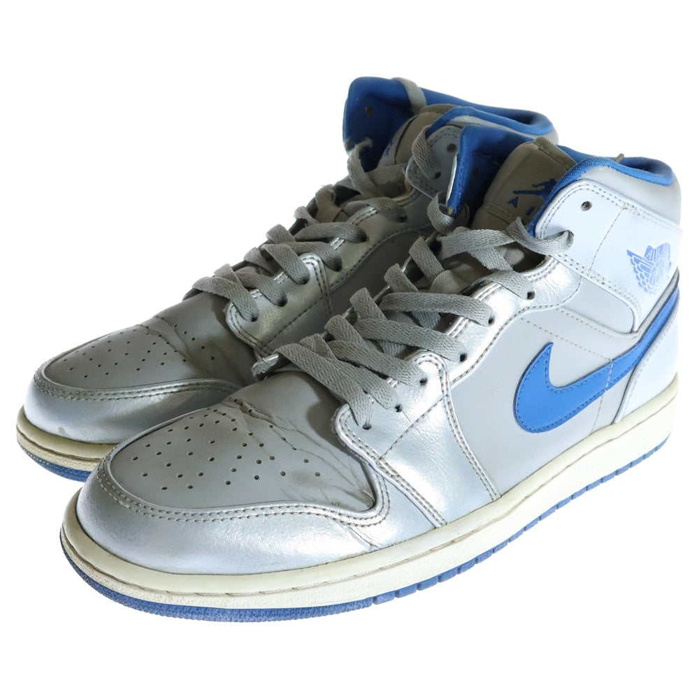NIKE(ナイキ) 【観賞用 2014年製】 AIR JORDAN1 MID WOLF GREY SPORT BLUE エアジョーダン1 ウルフグレイ スポーツブルー ミッドカットスニーカー US10/28cm 554724-025