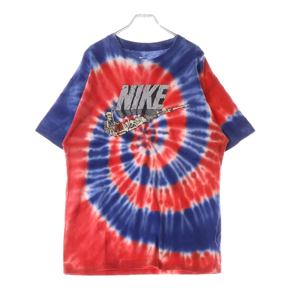 NIKE(ナイキ) 20SS AS M NK DREAM TM EAST フロントロゴ スカル タイダイ クルーネック 半袖Tシャツ カットソー ブルー/レッド