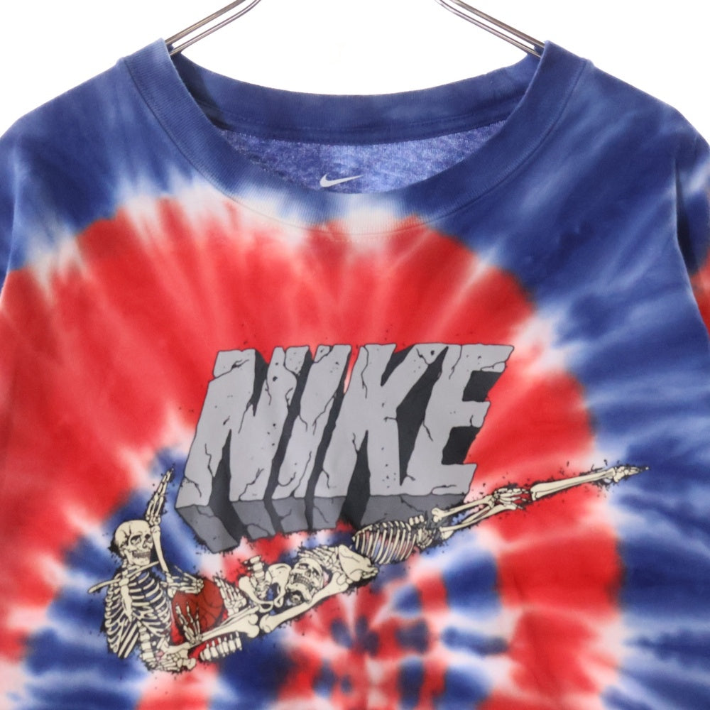 NIKE(ナイキ) 20SS AS M NK DREAM TM EAST フロントロゴ スカル タイダイ クルーネック 半袖Tシャツ カットソー ブルー/レッド