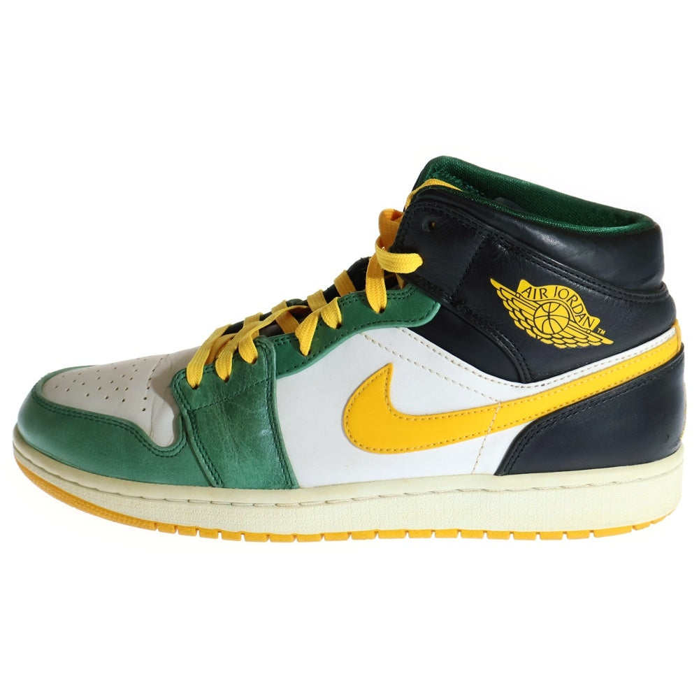 NIKE(ナイキ) 【観賞用 2013年製】AIR JORDAN 1 RETRO MID SONICS エアジョーダン1 ソニックス ミッドカットスニーカー グリーン/イエロー US10.5/28.5cm 554724-307