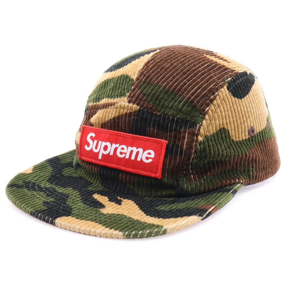 SUPREME(シュプリーム) 19AW Camo Corduroy Camp Cap カモフラ コーデュロイ ボックスロゴ キャップキャップ 帽子 カーキ/ブラウン