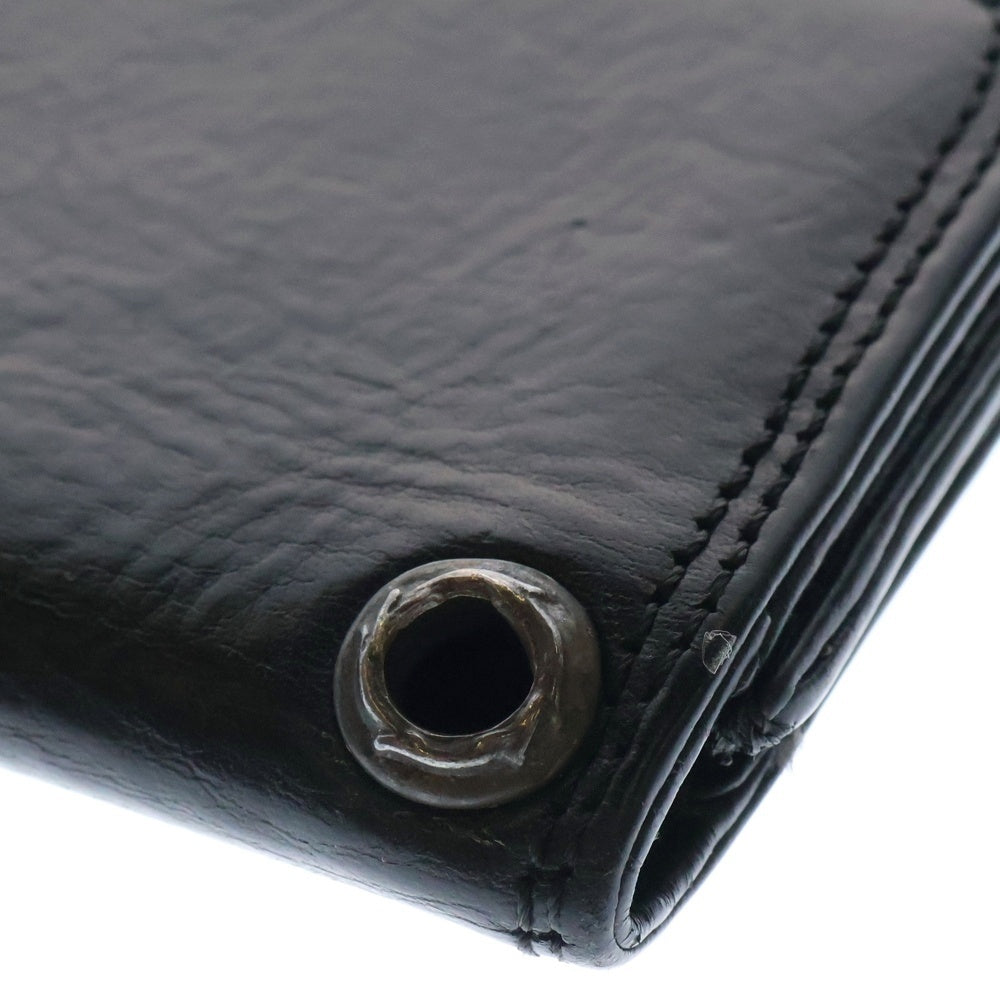 CHROME HEARTS(クロムハーツ) CARD CASE スクロールラベル レザーカードケース ブラック/シルバー
