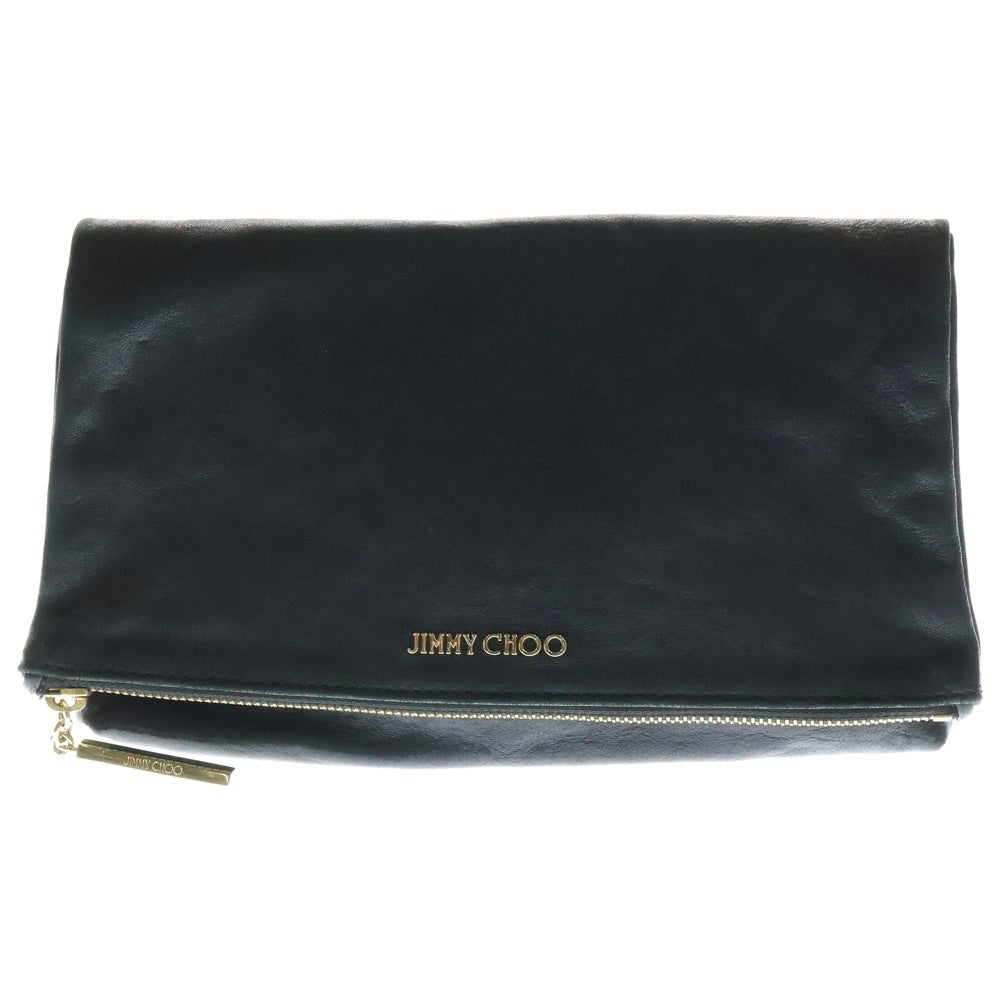 JIMMY CHOO(ジミーチュウ) 二つ折り レザー クラッチバッグ ブラック