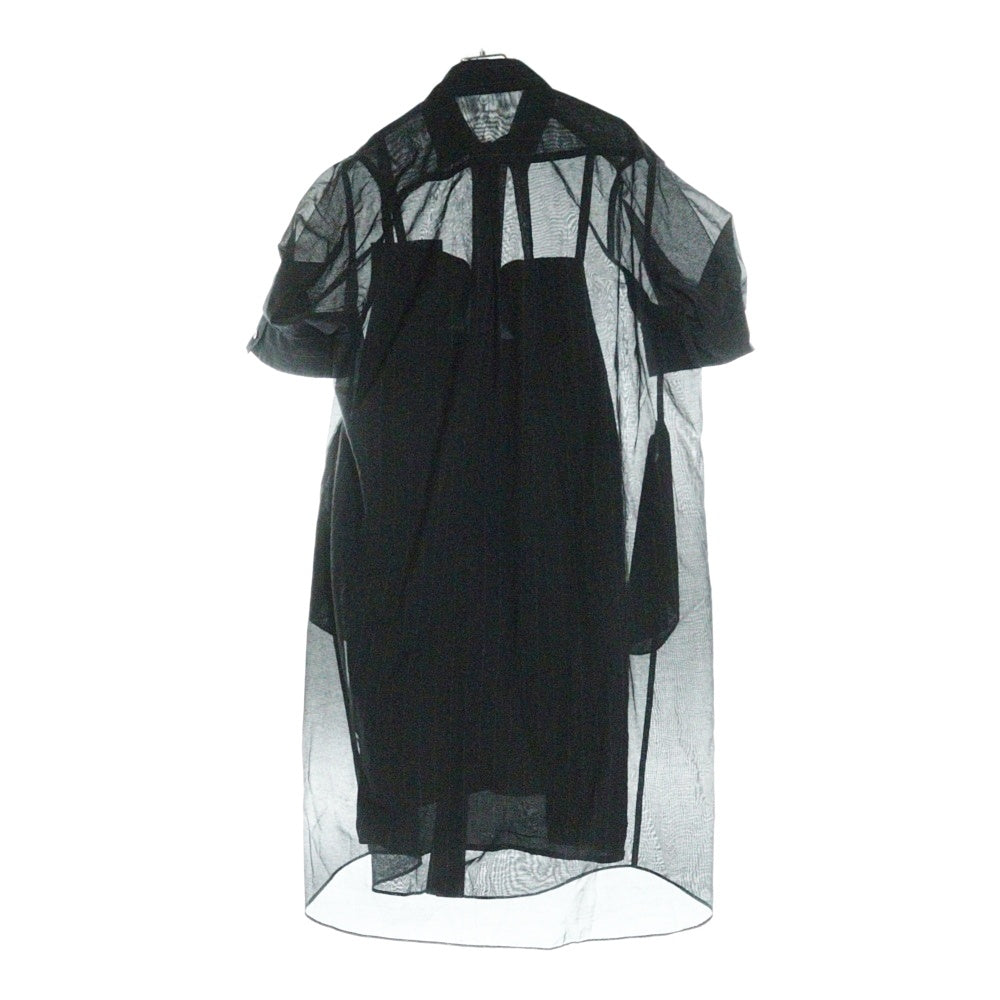 Sacai(サカイ) 23SS パフスリーブ ストライプシャツワンピース ブラック レディース 23-06540