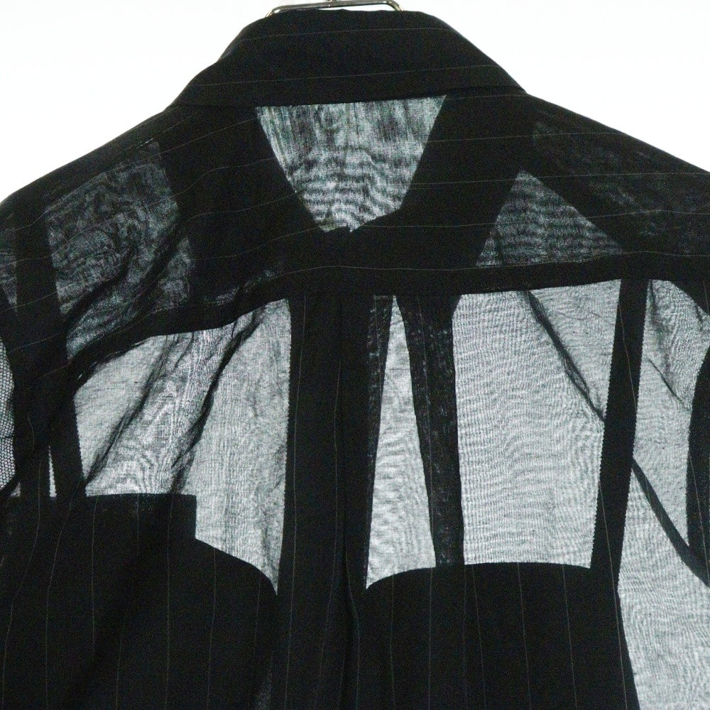Sacai(サカイ) 23SS パフスリーブ ストライプシャツワンピース ブラック レディース 23-06540