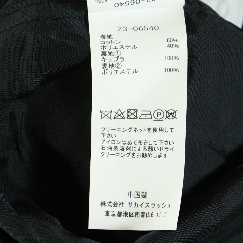 Sacai(サカイ) 23SS パフスリーブ ストライプシャツワンピース ブラック レディース 23-06540