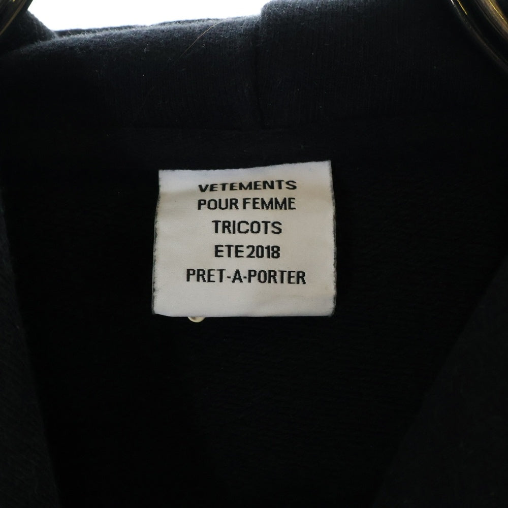VETEMENTS(ヴェトモン) 18SS テープロゴプルオーバーパーカー ブラック レディース WSS18TR26