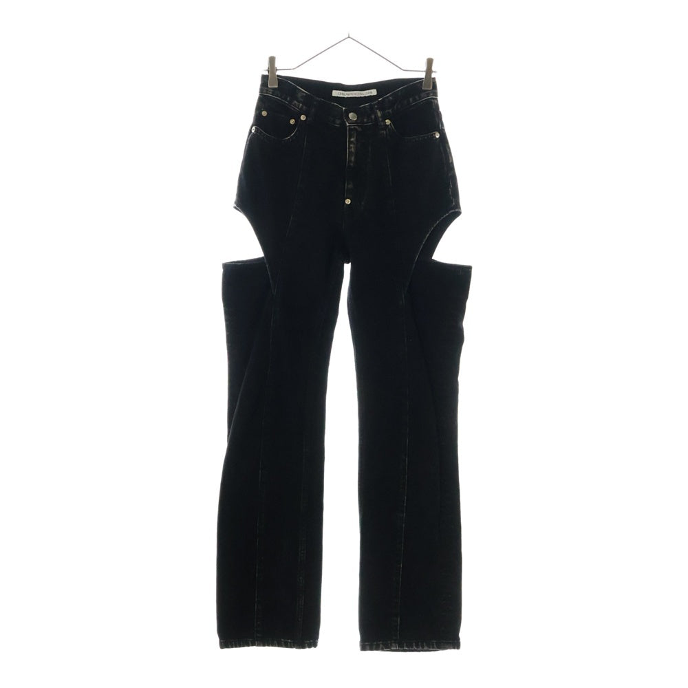 JOHN LAWRENCE SULLIVAN(ジョンローレンスサリバン) WASHED DENIM HOLLOWED OUT PANTS ウォッシュド デニム ホロウド アウト パンツ ブラック レディース JLSW-49