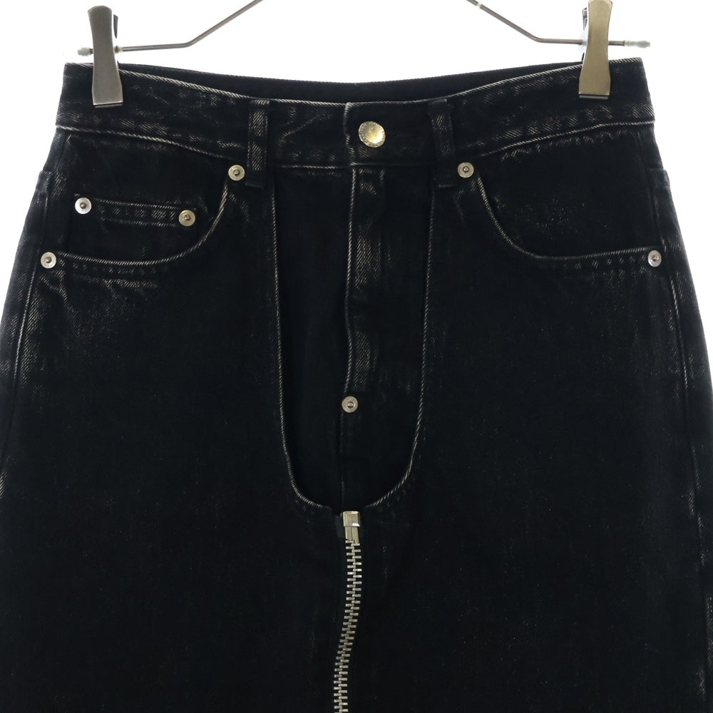 JOHN LAWRENCE SULLIVAN(ジョンローレンスサリバン) WASHED DENIM ZIPPED LONG SKIRT フロントジップ ウォッシュドデニム ロング スカート ブラック レディース 2D018-0622-37