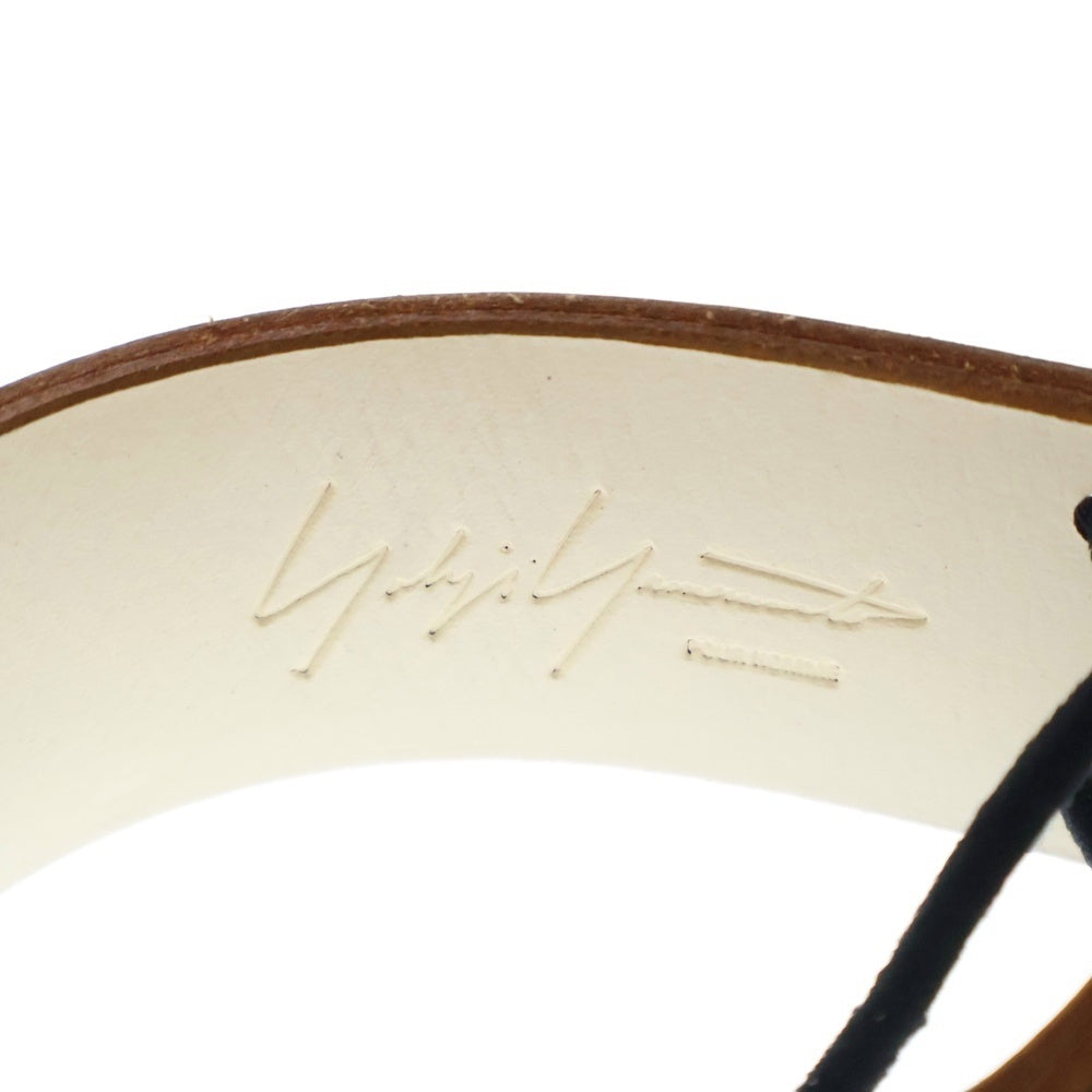 Yohji Yamamoto POUR HOMME(ヨウジヤマモト プールオム) ロゴ エンブロイダリー レザー ブレスレット ブラック