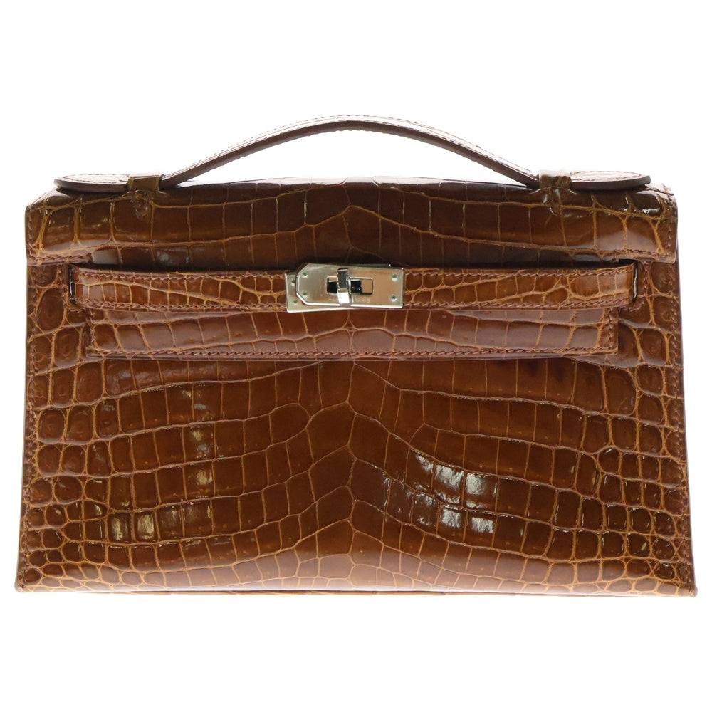 HERMES(エルメス) ポシェットケリー ニロティカス ハンドバッグ ⬜︎K刻印 シルバー金具 ブラウン
