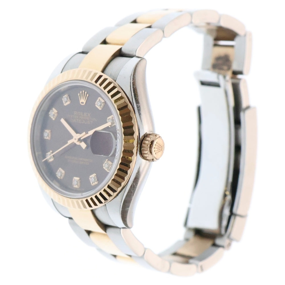 ROLEX(ロレックス) デイトジャスト 28 チョコレート文字盤 ダイヤモンド ステンレス 腕時計 ブラウン/シルバー 279171 レディース