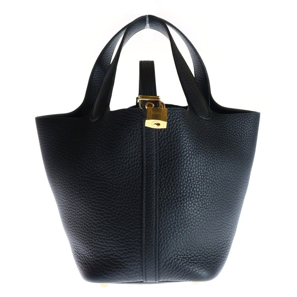 HERMES(エルメス) ピコタンロック PM トリヨンクレマンス レザー ハンドバッグ ブラック B刻印 ゴールド金具 レディース