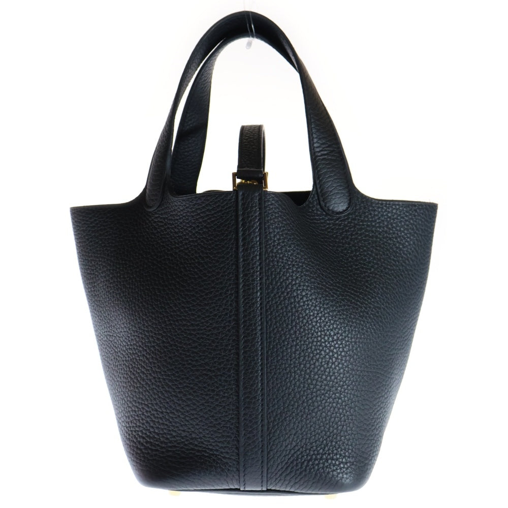 HERMES(エルメス) ピコタンロック PM トリヨンクレマンス レザー ハンドバッグ ブラック B刻印 ゴールド金具 レディース