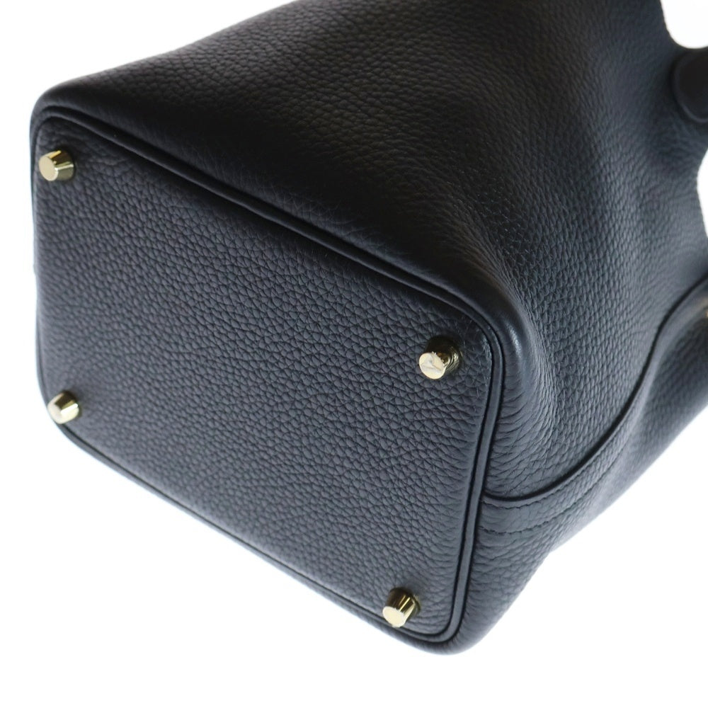 HERMES(エルメス) ピコタンロック PM トリヨンクレマンス レザー ハンドバッグ ブラック B刻印 ゴールド金具 レディース
