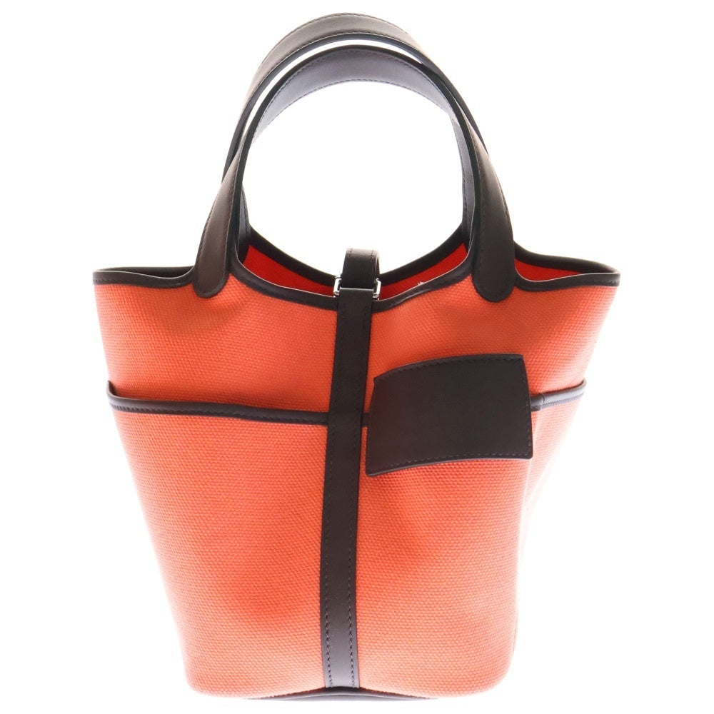 HERMES(エルメス) ピコタンロック PM カーゴ ポケット トワルゴエラン スイフト ローズテキサス ルージュセリエ ハンドバッグ ピンク/ブラウン U刻印 シルバー金具 レディース