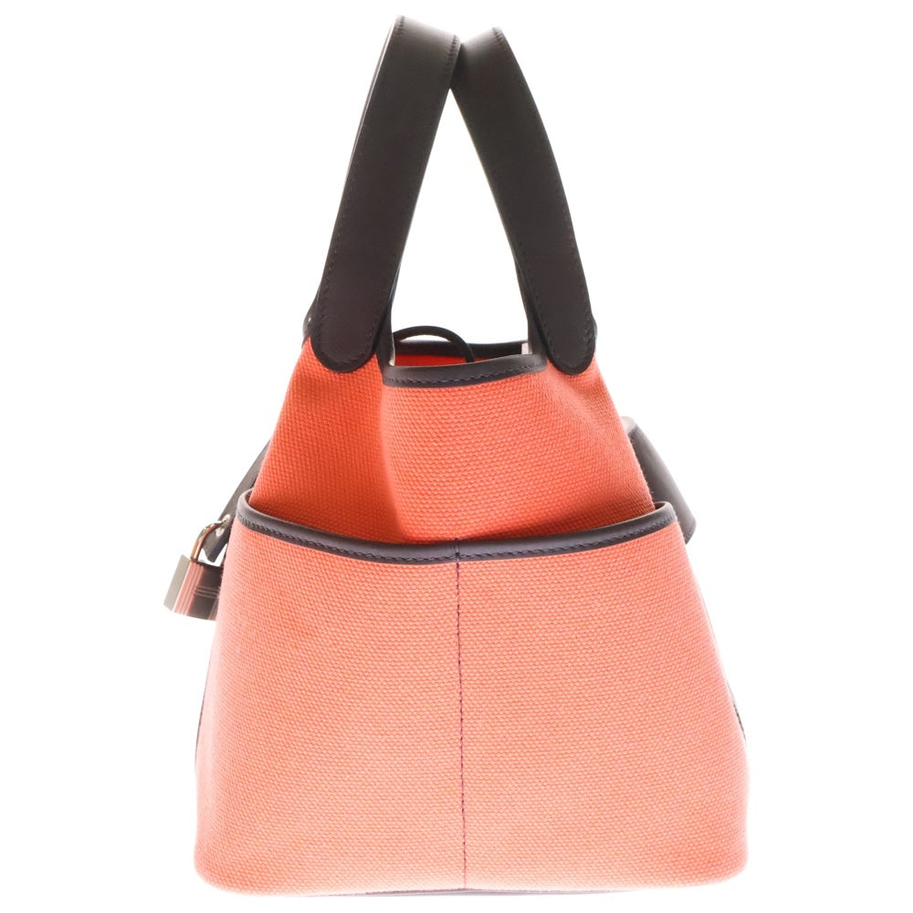 HERMES(エルメス) ピコタンロック PM カーゴ ポケット トワルゴエラン スイフト ローズテキサス ルージュセリエ ハンドバッグ ピンク/ブラウン U刻印 シルバー金具 レディース