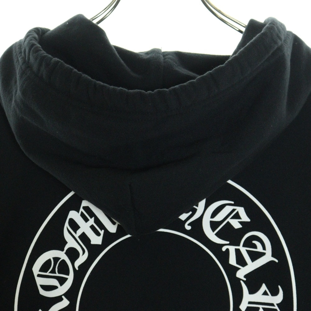 CHROME HEARTS(クロムハーツ) HORSESHOE PULLOVER HOODIE ホースシュープリント アームフローラル プルオーバースウェットパーカー フーディ ブラック