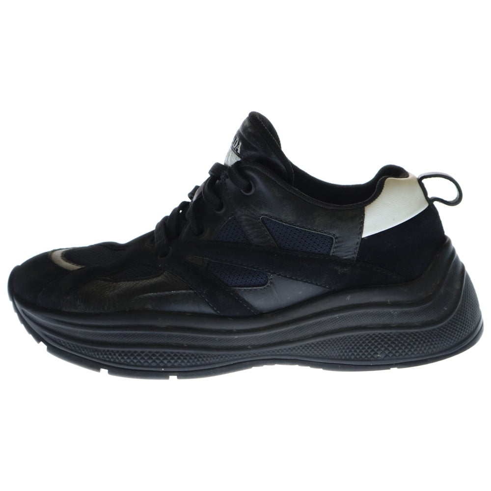 PRADA(プラダ) Chunky Trainer Sneakers チャンキー トレーナー レザー ローカットスニーカー ブラック 4E3490