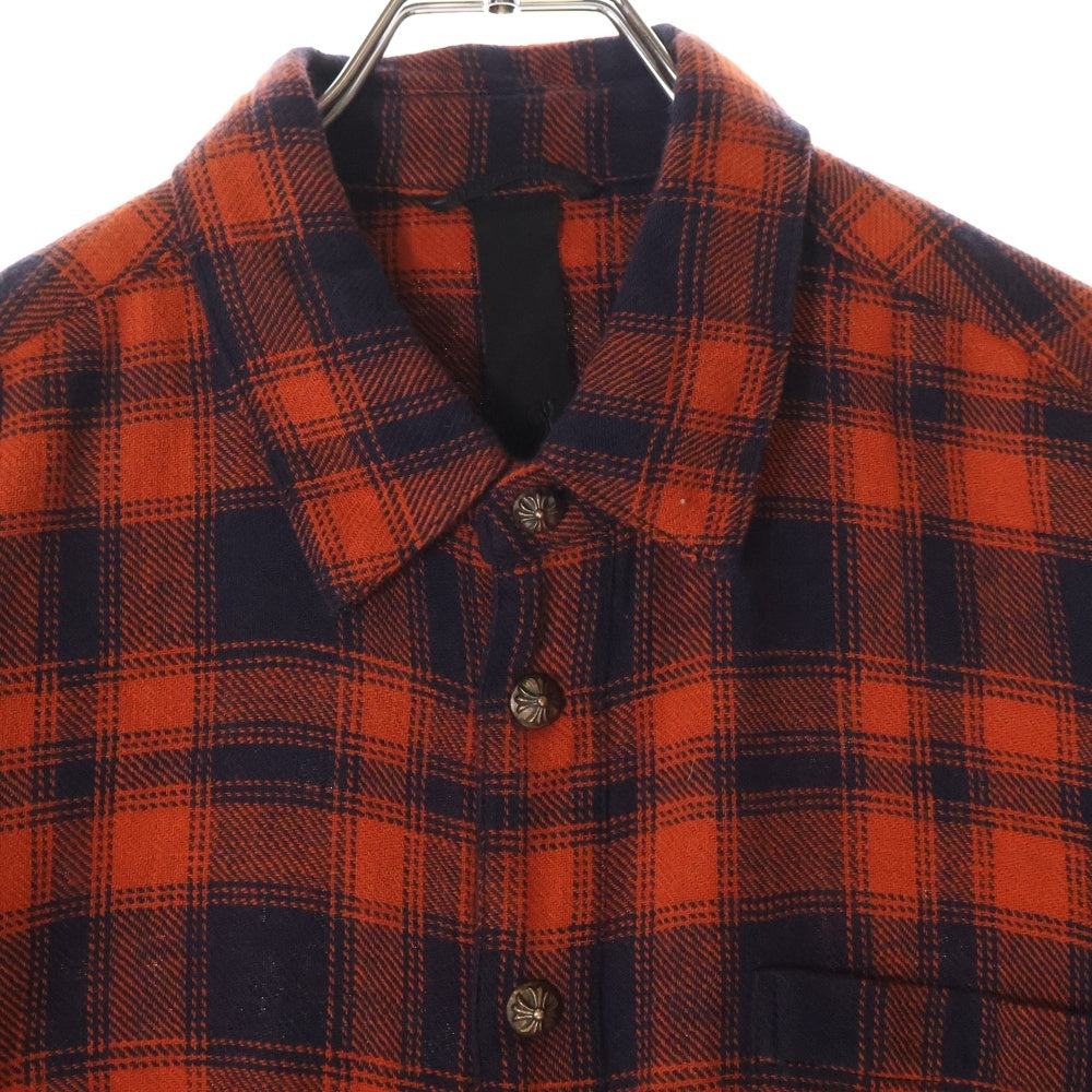 CHROME HEARTS(クロムハーツ) LOOSEENDS LS CHECK ルーズエンド 長袖チェックシャツ クロスボタンシャツ レッド JVPタグ