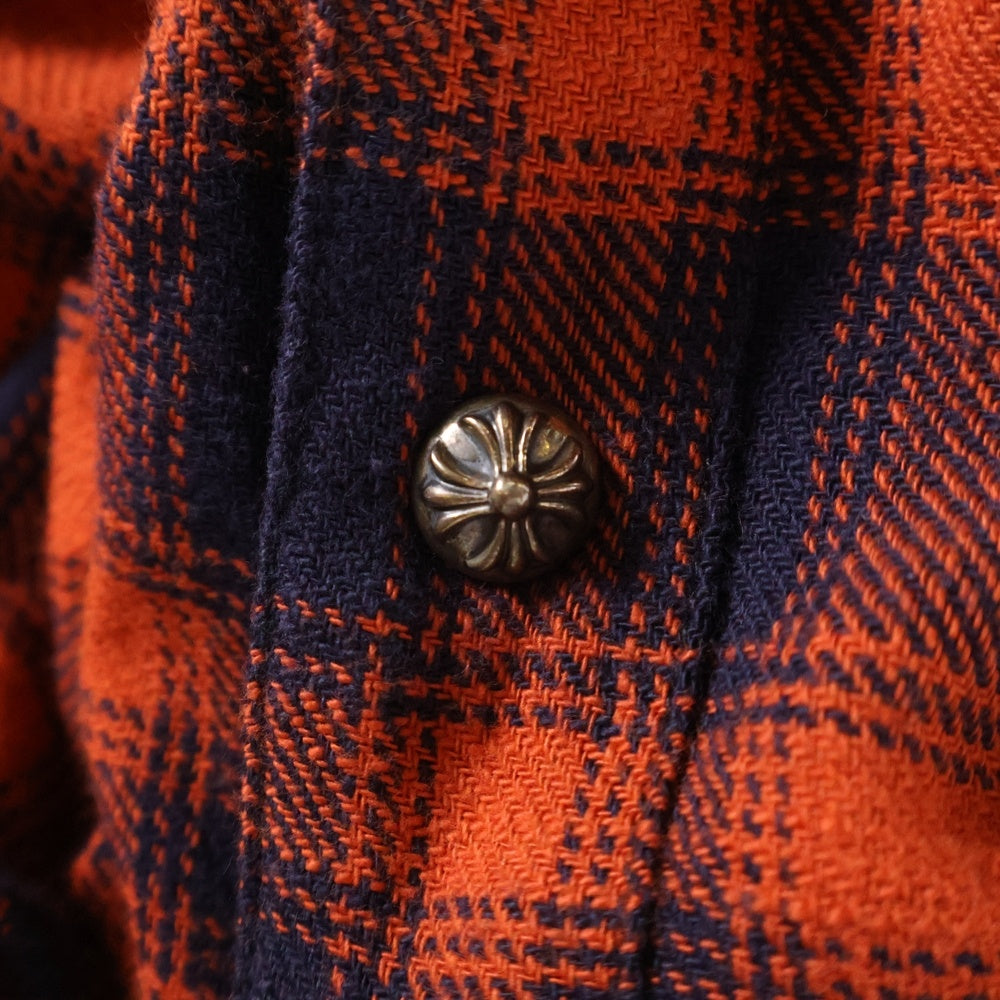 CHROME HEARTS(クロムハーツ) LOOSEENDS LS CHECK ルーズエンド 長袖チェックシャツ クロスボタンシャツ レッド JVPタグ