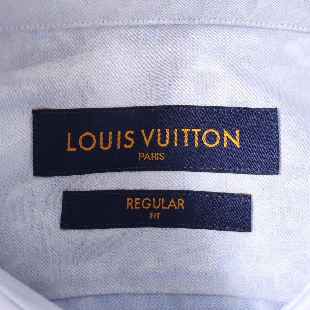 LOUIS VUITTON(ルイヴィトン) 20SS フラワー モノグラム 総柄 コットン 長袖シャツ ブルー RM201Q THJ HIS41W