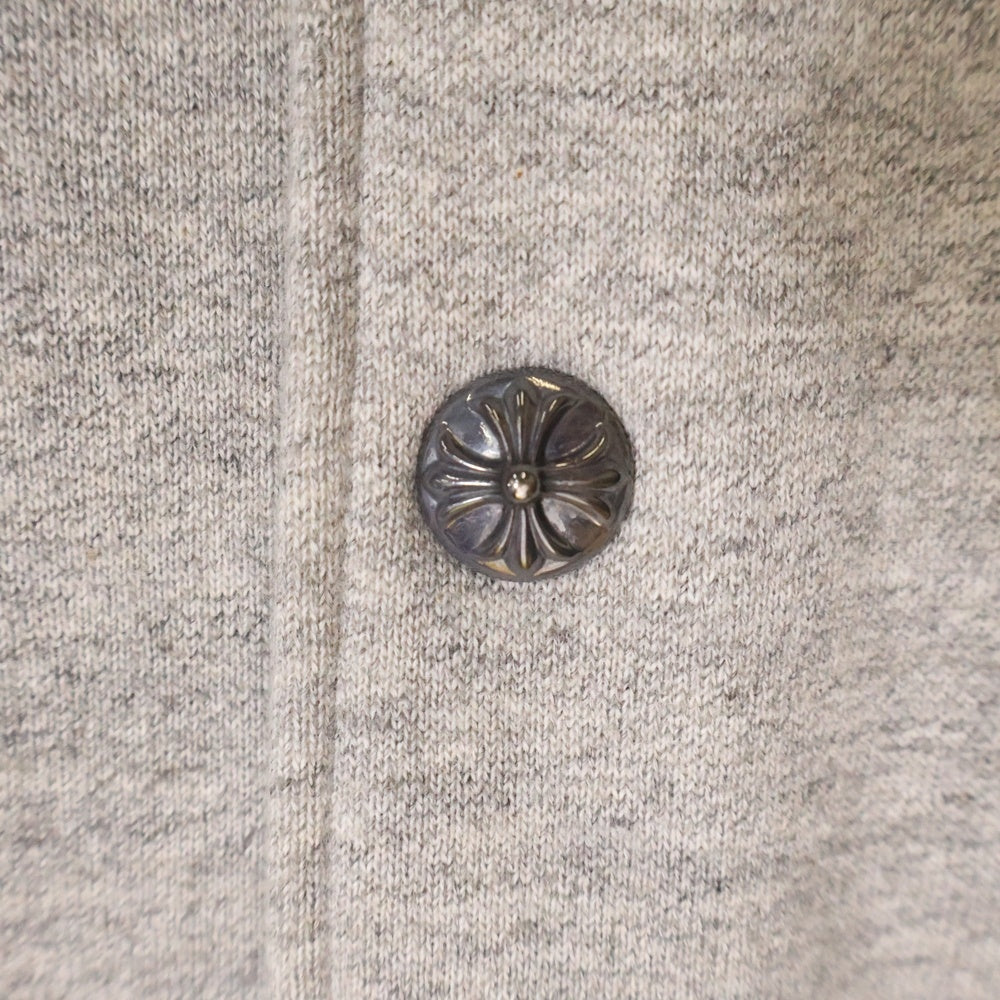 CHROME HEARTS(クロムハーツ) JKT GRP NOT BOMBER スウェット レターマン レザー切り替え ジャケット ブルゾン グレー/ブラック