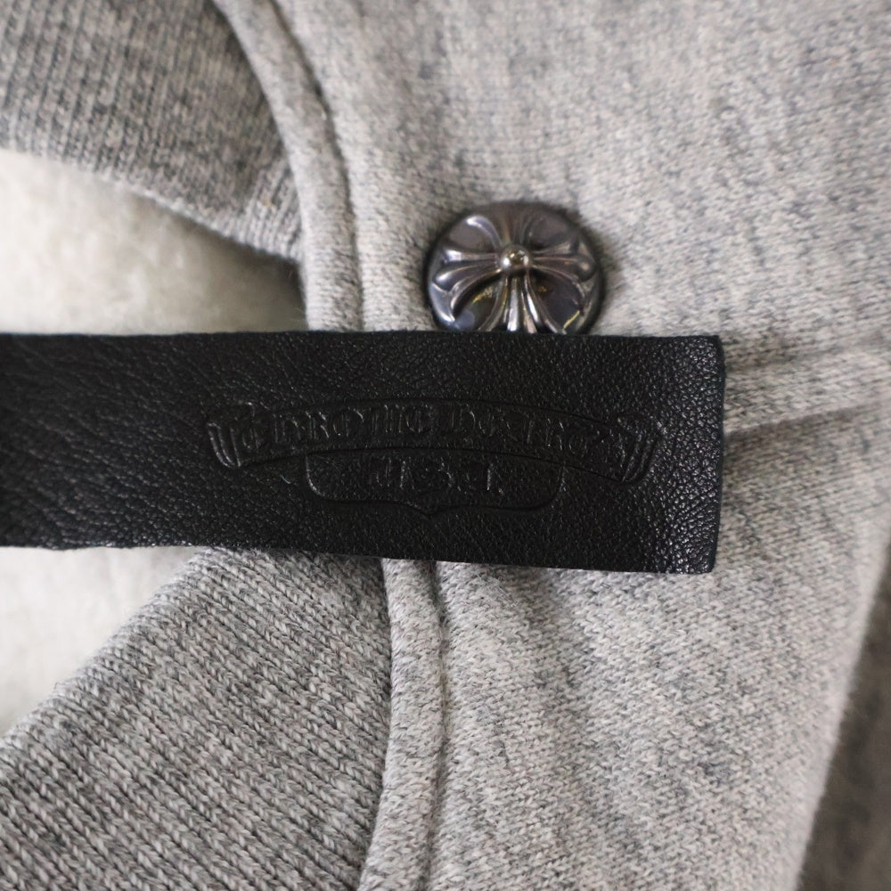 CHROME HEARTS(クロムハーツ) JKT GRP NOT BOMBER スウェット レターマン レザー切り替え ジャケット ブルゾン グレー/ブラック