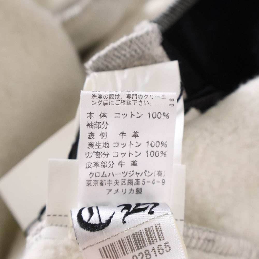 CHROME HEARTS(クロムハーツ) JKT GRP NOT BOMBER スウェット レターマン レザー切り替え ジャケット ブルゾン グレー/ブラック