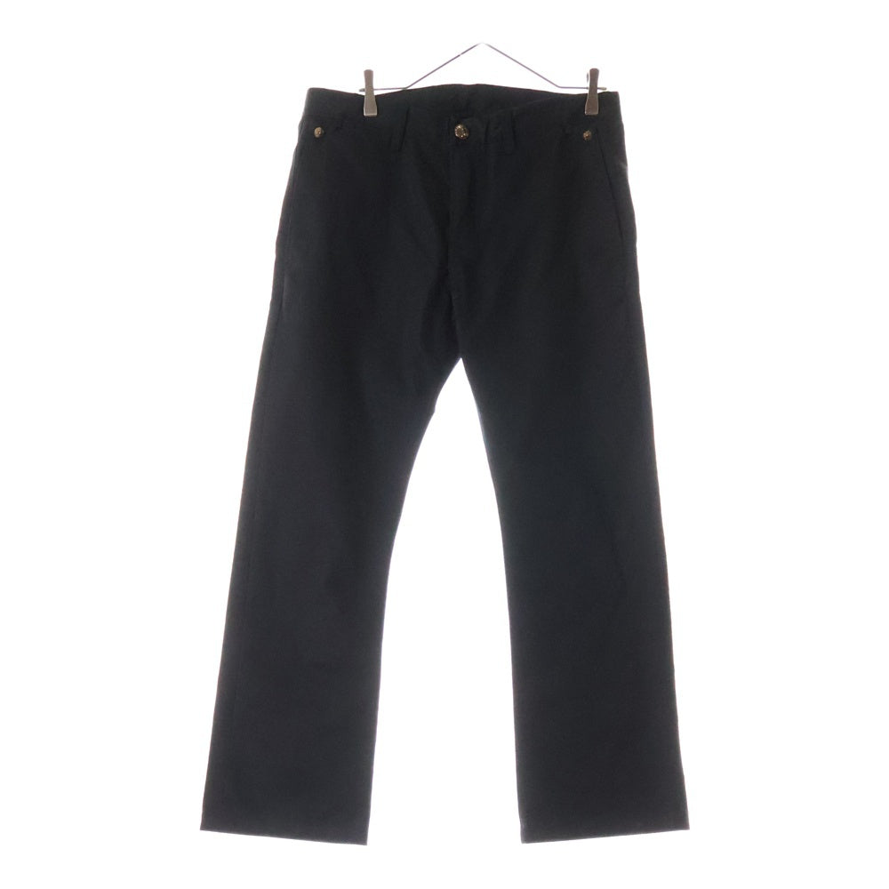 CHROME HEARTS(クロムハーツ) CHINOS レザー切替 クロスボール ボタンフライ チノパンツ ワークパンツ ブラック JVPタグ