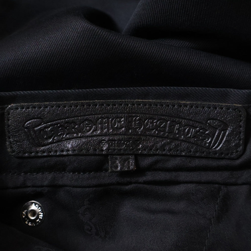 CHROME HEARTS(クロムハーツ) CHINOS レザー切替 クロスボール ボタンフライ チノパンツ ワークパンツ ブラック JVPタグ