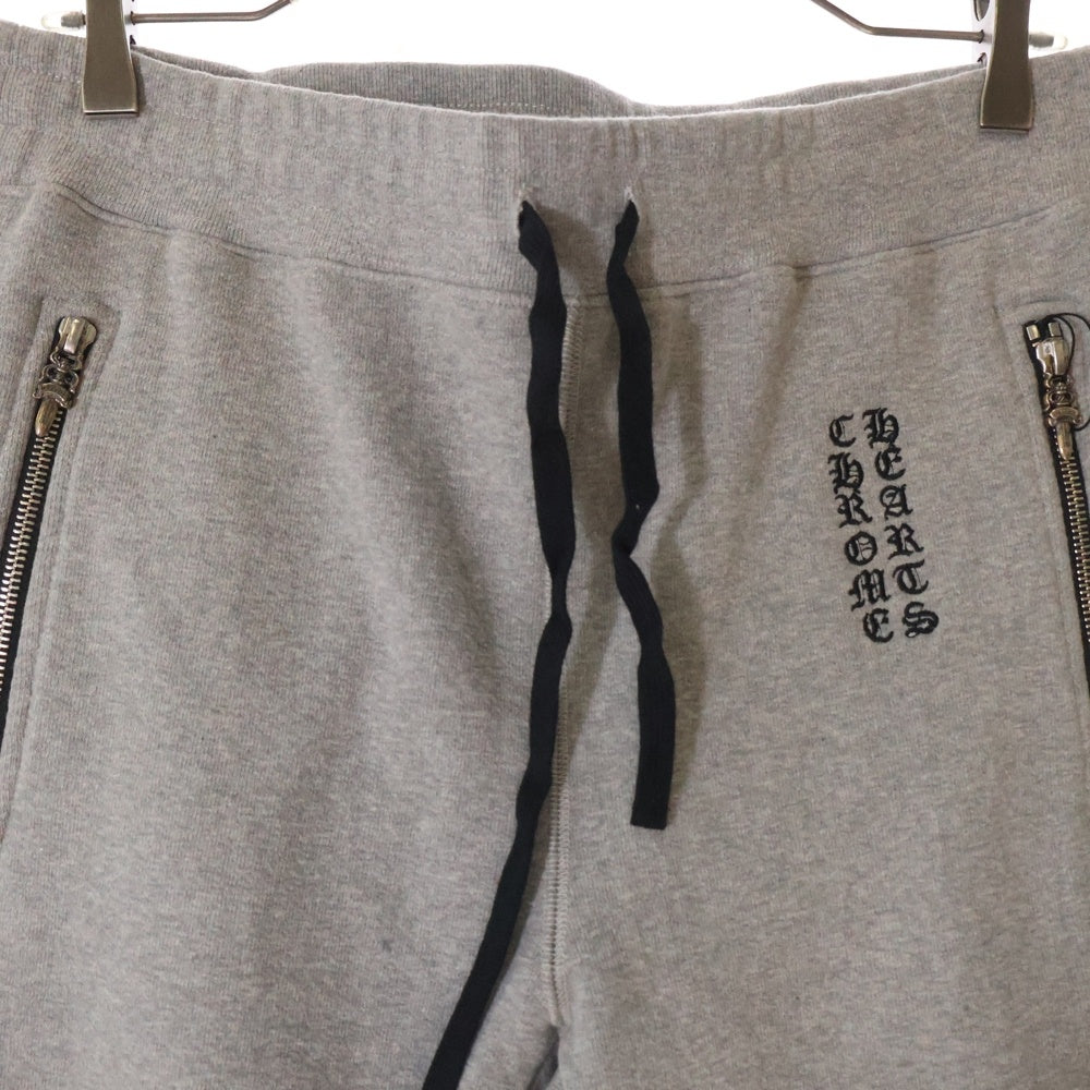 CHROME HEARTS(クロムハーツ) Y NOT CHプラス レザーパッチ ロゴ刺繍 スウェット パンツ グレー