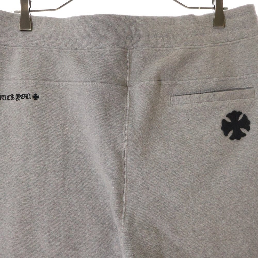 CHROME HEARTS(クロムハーツ) Y NOT CHプラス レザーパッチ ロゴ刺繍 スウェット パンツ グレー