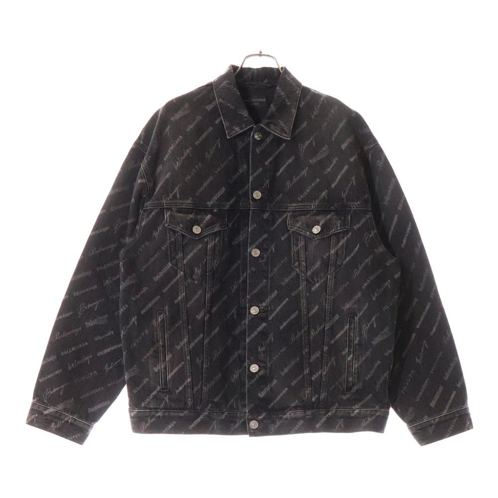 BALENCIAGA(バレンシアガ) Logo Denim Jacket ロゴ総柄 デニムジャケット ブラック 724738 TBP47