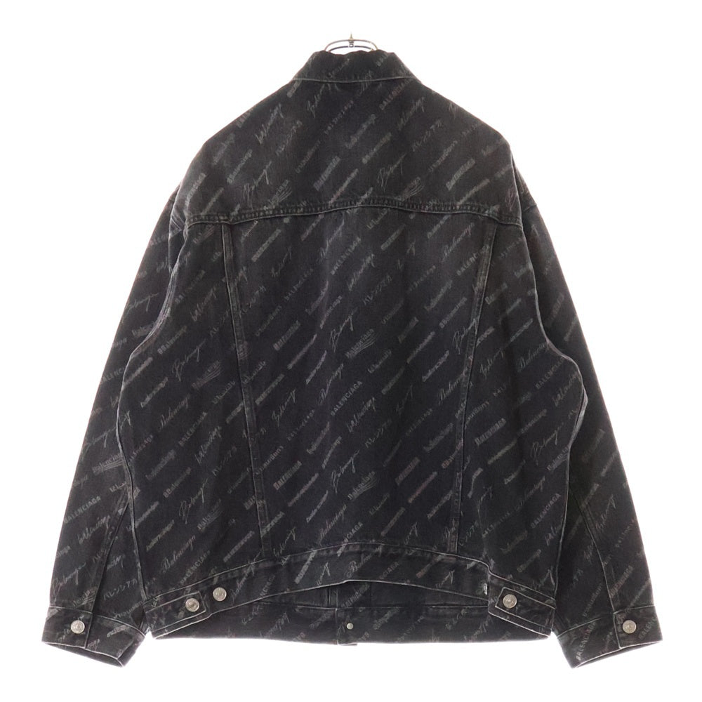 BALENCIAGA(バレンシアガ) Logo Denim Jacket ロゴ総柄 デニムジャケット ブラック 724738 TBP47