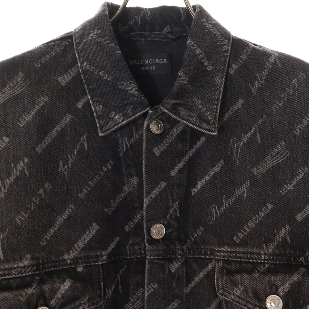 BALENCIAGA(バレンシアガ) Logo Denim Jacket ロゴ総柄 デニムジャケット ブラック 724738 TBP47
