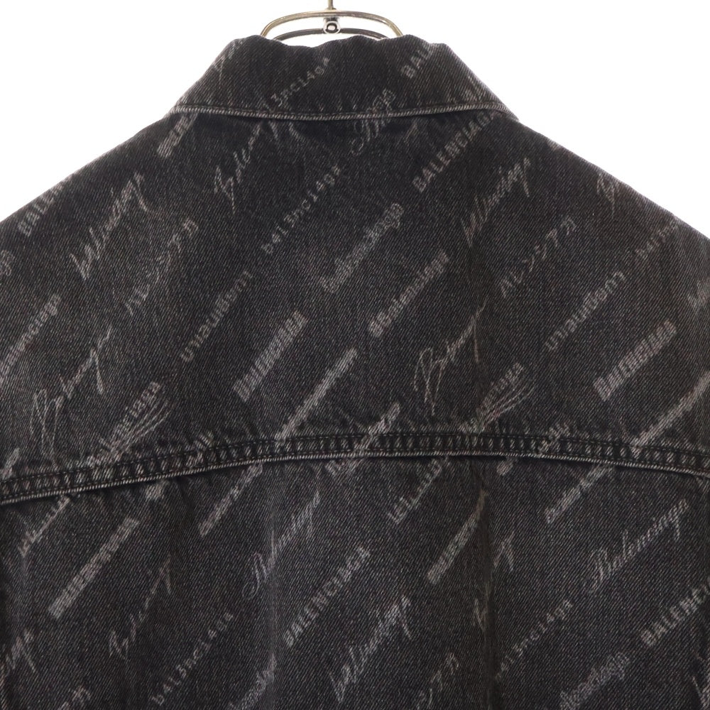BALENCIAGA(バレンシアガ) Logo Denim Jacket ロゴ総柄 デニムジャケット ブラック 724738 TBP47