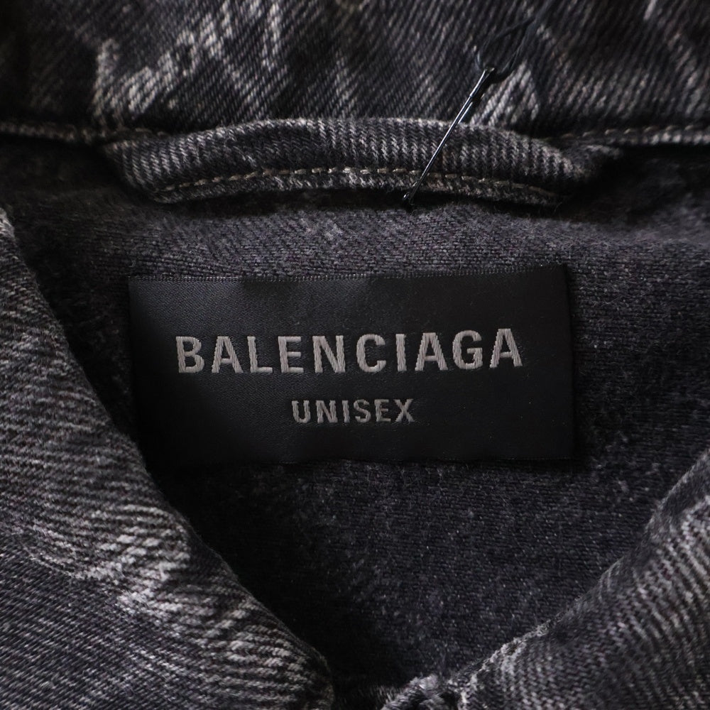 BALENCIAGA(バレンシアガ) Logo Denim Jacket ロゴ総柄 デニムジャケット ブラック 724738 TBP47
