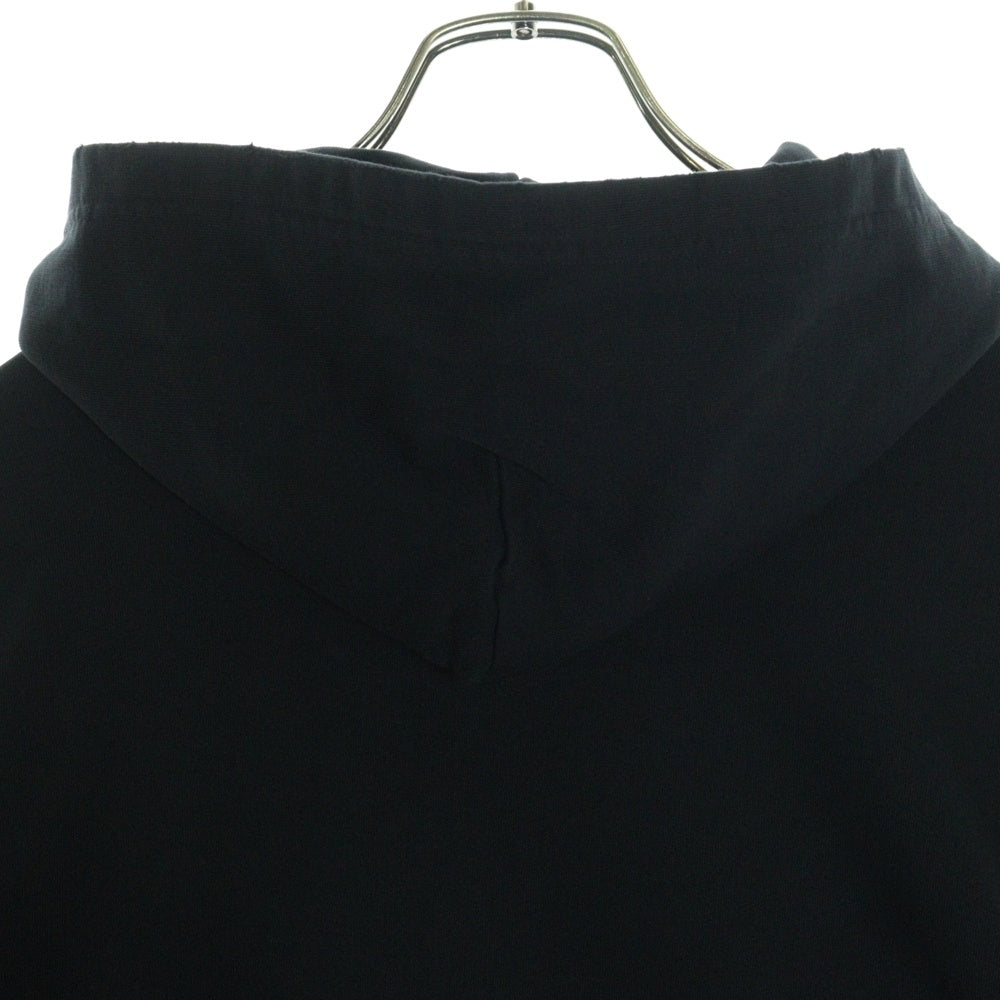 BALENCIAGA(バレンシアガ) 22AW Destroyed Logo-Print Hoodie デストロイダメージ加工 ロゴプリント スウェット プルオーバーパーカー フーディー ブラック 729361 TNVL2