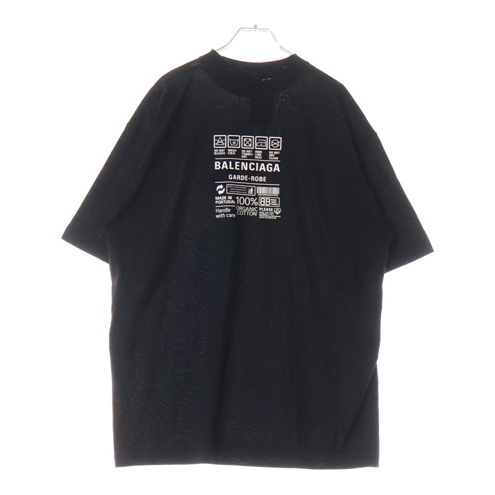 BALENCIAGA(バレンシアガ) ケアラベル バックプリント 半袖Tシャツ ブラック 724514 TNVL9