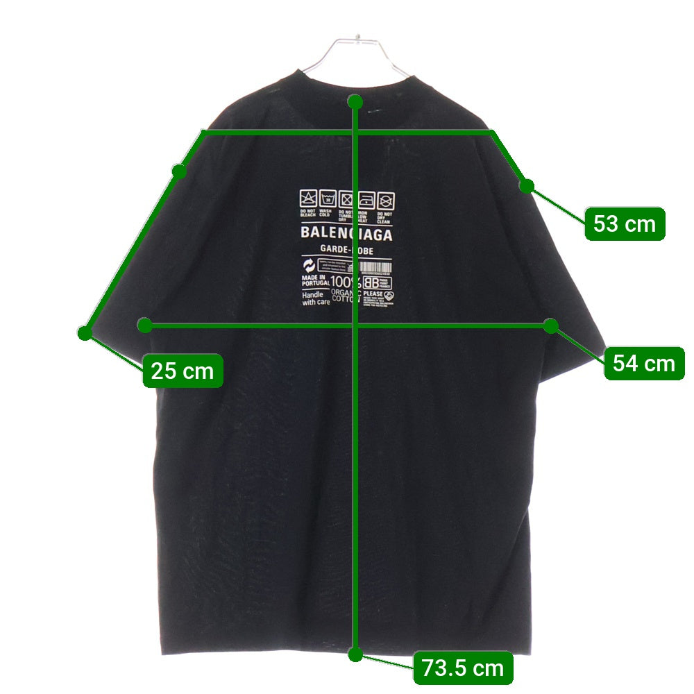 BALENCIAGA(バレンシアガ) ケアラベル バックプリント 半袖Tシャツ ブラック 724514 TNVL9