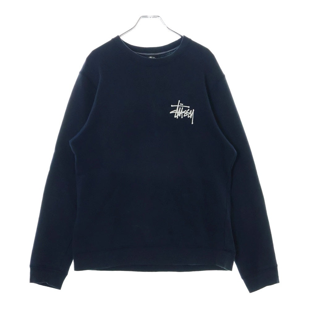 STUSSY(ステューシー) 00S ONE WORLD ONE LOVE ロゴプリント クルーネック スウェット トレーナー ネイビー