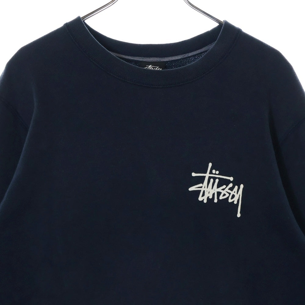 STUSSY(ステューシー) 00S ONE WORLD ONE LOVE ロゴプリント クルーネック スウェット トレーナー ネイビー