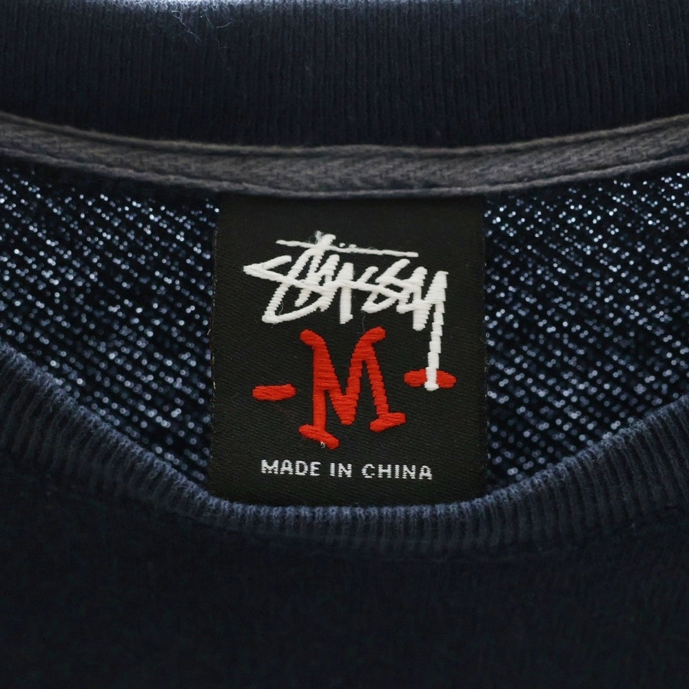 STUSSY(ステューシー) 00S ONE WORLD ONE LOVE ロゴプリント クルーネック スウェット トレーナー ネイビー