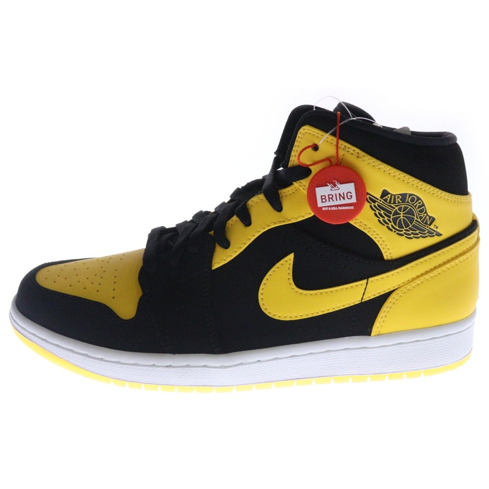 NIKE(ナイキ) AIR JORDAN 1 MID NEW LOVE エアジョーダン ニューラブ ミッドカットスニーカー ブラック/イエロー US9.5/27.5cm 554724-035