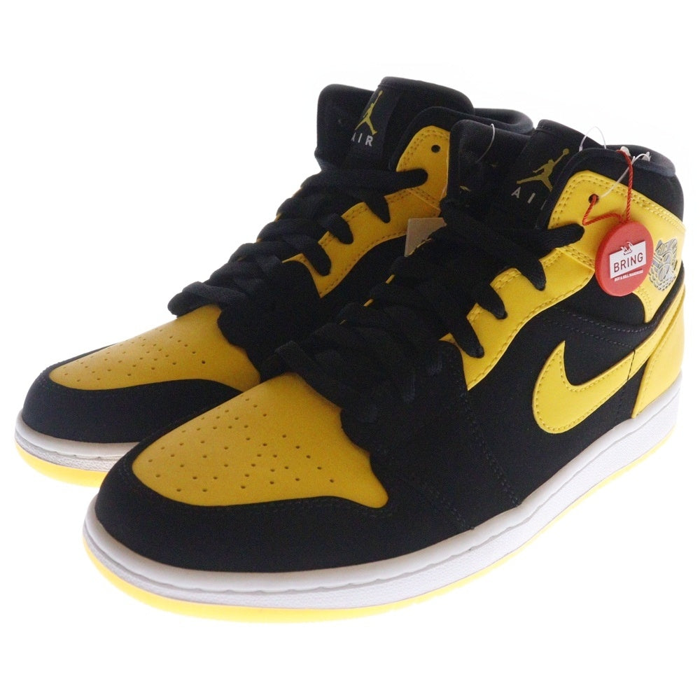 NIKE(ナイキ) AIR JORDAN 1 MID NEW LOVE エアジョーダン ニューラブ ミッドカットスニーカー ブラック/イエロー US9.5/27.5cm 554724-035