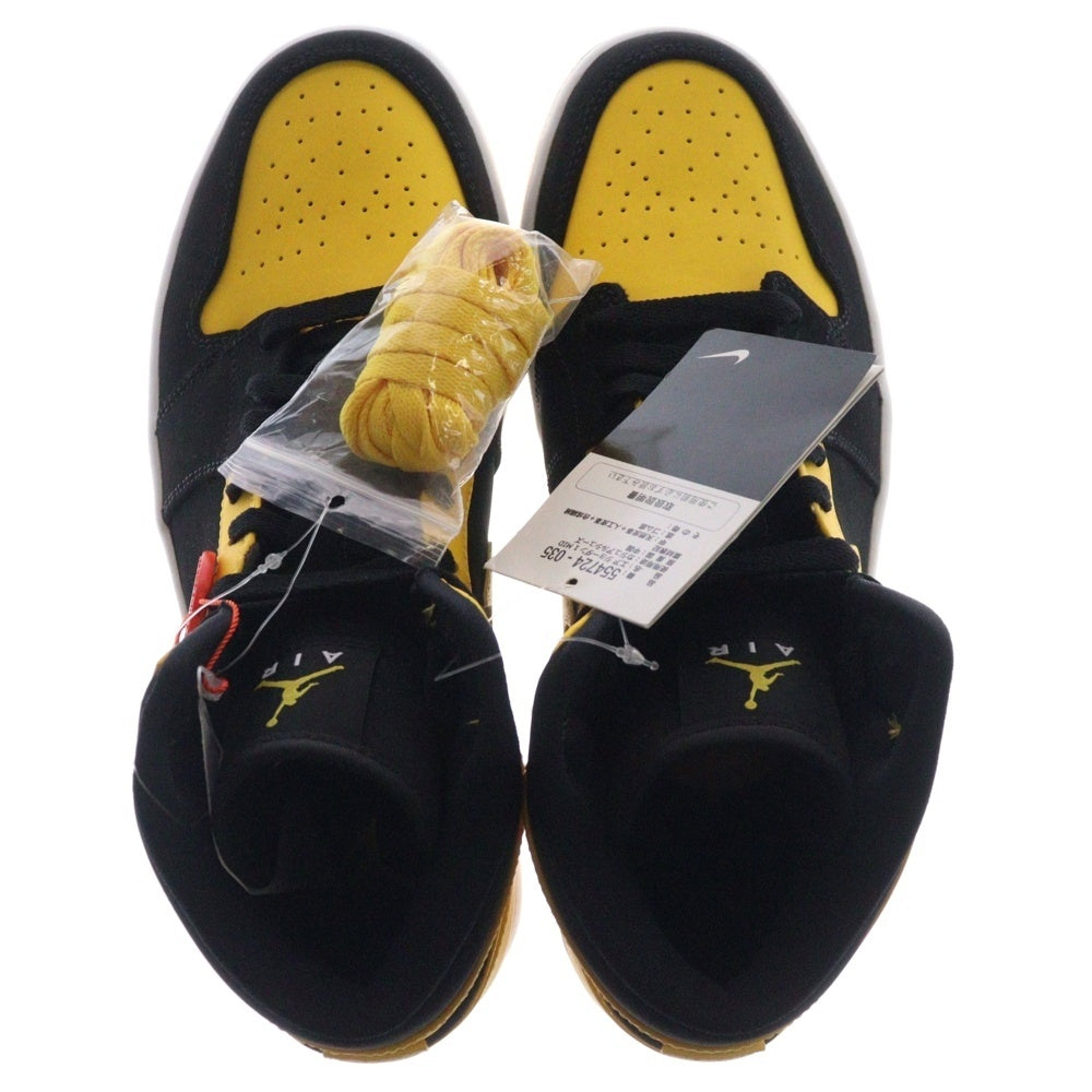 NIKE(ナイキ) AIR JORDAN 1 MID NEW LOVE エアジョーダン ニューラブ ミッドカットスニーカー ブラック/イエロー US9.5/27.5cm 554724-035