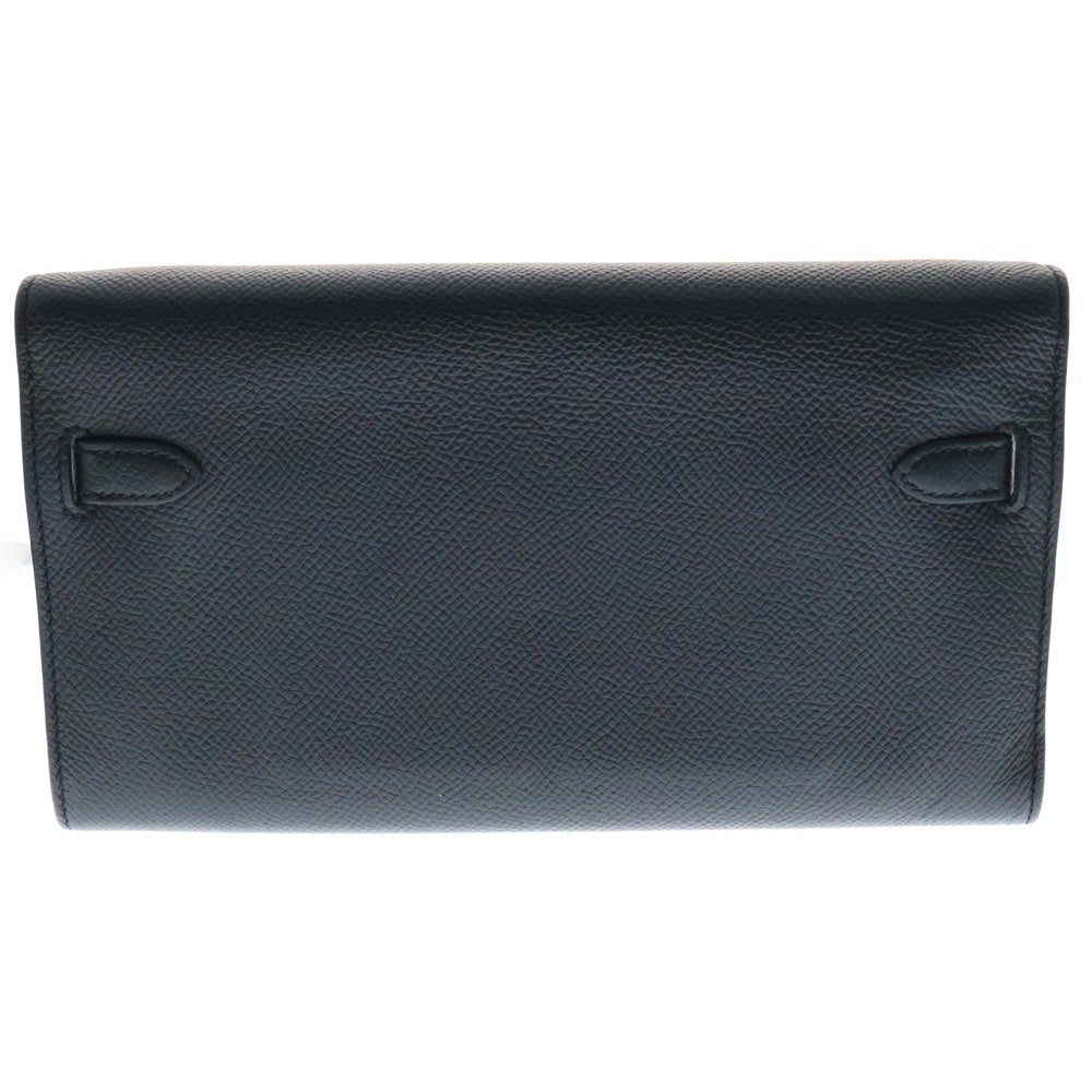 HERMES(エルメス) ケリーウォレット トゥーゴー ヴォーエプソン レザー ロング 二つ折り財布 ブラック Z刻印 シルバー金具