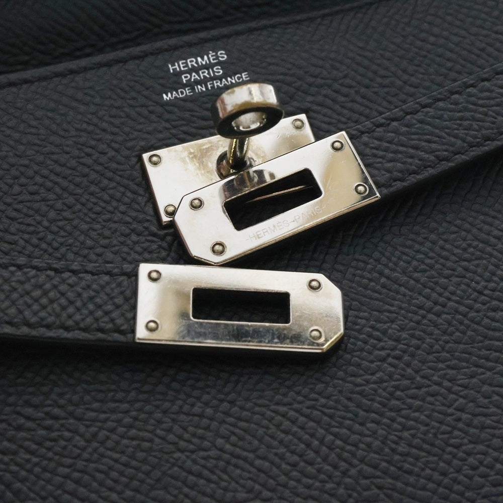 HERMES(エルメス) ケリーウォレット トゥーゴー ヴォーエプソン レザー ロング 二つ折り財布 ブラック Z刻印 シルバー金具