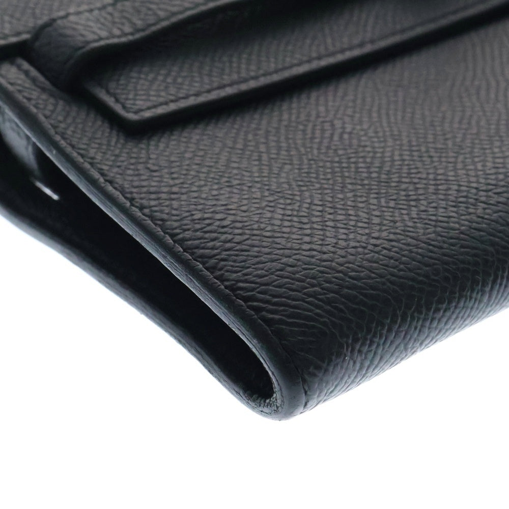 HERMES(エルメス) ケリーウォレット トゥーゴー ヴォーエプソン レザー ロング 二つ折り財布 ブラック Z刻印 シルバー金具
